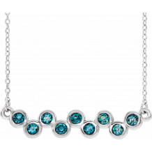 14K White Aquamarine Bezel-Set Bar 16-18 Necklace - 86525600P