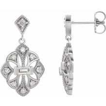 14K White 3/8 CTW Diamond Vintage-Inspired Earrings - 87055600P