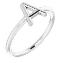 14K White Initial A Ring - 51895101P
