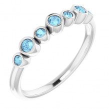 14K White Aquamarine Bezel-Set Ring - 71844615P