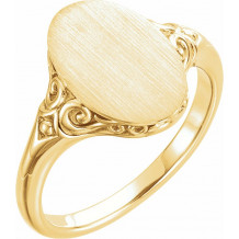 14K Yellow 13x9 mm Oval Signet Ring - 51659102P