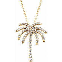 14K Yellow 1/4 CTW Diamond Palm Tree 16 Necklace - 6712784403P