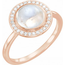 14K Rose Rainbow Moonstone & 1/8 CTW Diamond Halo-Style Ring - 71821611P