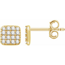 14K Yellow 1/5 CTW Diamond Square Cluster Earrings - 65183460000P