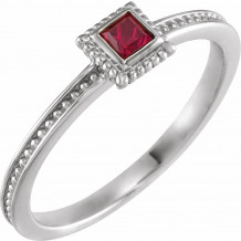 14K White Ruby Stackable Family Ring - 715186020P