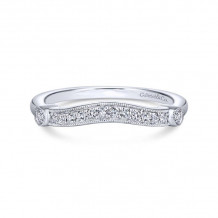 Gabriel & Co. 14k White Gold Victorian Curved Wedding Band - WB14430R4W44JJ