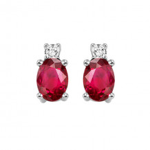 Gems One 14Kt White Gold Diamond (1/20Ctw) & Ruby (1/2 Ctw) Earring - NE328-4WCR