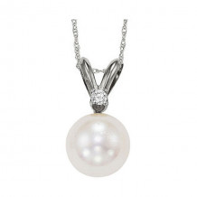 Gems One 14Kt White Gold Diamond (1/50Ctw) & Pearl (1/2 Ctw) Pendant - PPD7.00AAA-4W