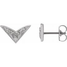 14K White Sculptural-Inspired Earrings - 86936600P