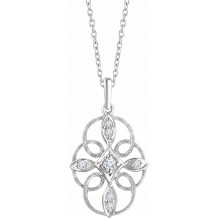 14K White  1/10 CTW Diamond Filigree 16-18 Necklace - 65238060000P