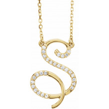 14K Yellow 1/8 CTW Diamond Initial S 16 Necklace - 67399137P