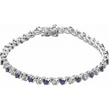 14K White Lab-Grown Blue Sapphire & 1/10 CTW Diamond Line 7 Bracelet - 651634101P