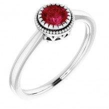 14K White Ruby July Birthstone Ring - 651609114P