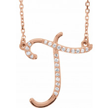 14K Rose 1/10 CTW Diamond Initial T 16 Necklace - 67399200979P