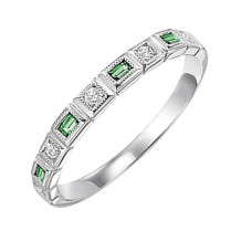 Gems One 14Kt White Gold Diamond (1/12Ctw) & Emerald (1/8 Ctw) Ring - FR1066-4WD