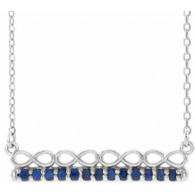 14K White Blue Sapphire Infinity-Inspired Bar 18 Necklace - 86823615P