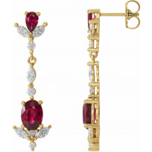 14K Yellow Ruby & 3/4 CTW Diamond Dangle Earrings - 86907601P