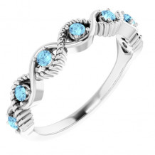 14K White Aquamarine Stackable Ring - 720466007P