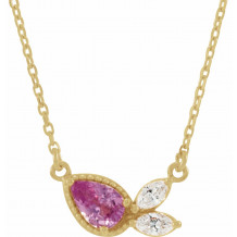 14K Yellow Pink Sapphire & 1/6 CTW Diamond 16 Necklace - 86854621P