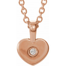 14K Rose .01 CT Diamond Youth Heart 16 Necklace - 190062612P