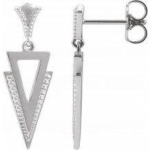 14K White Geometric Dangle Earrings - 8715060000P