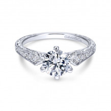 Gabriel & Co. 14k White Gold Victorian Straight Engagement Ring - ER11839R4W44JJ