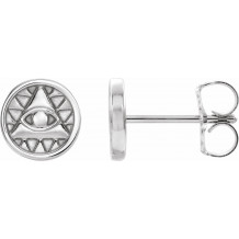 14K White Eye of Providence Earrings - 87026600P