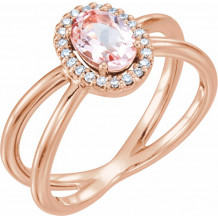 14K Rose Morganite & .08 CTW Diamond Ring - 71878602P