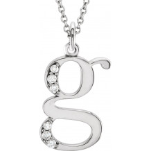 14K White .03 CTW Diamond Lowercase Initial g 16 Necklace - 8580360018P