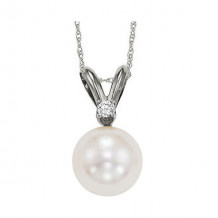 Gems One 14Kt White Gold Diamond (1/50Ctw) & Pearl (1/2 Ctw) Pendant - PPD8.00AAA-4W