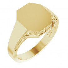 14K Yellow 13x12 mm Octagon Signet Ring - 9842102P