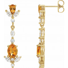 14K Yellow Citrine and 3/4 CTW Diamond Earrings - 86907606P