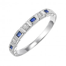 Gems One 14Kt White Gold Diamond (1/12Ctw) & Sapphire (1/8 Ctw) Ring - FR1068-4WD