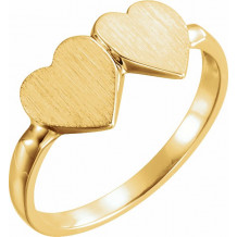 14K Yellow 13.8x7 mm Double Heart Signet Ring - 41934652P