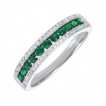 Gems One 14Kt White Gold Diamond (1/8Ctw) & Emerald (1/2 Ctw) Ring - RG10636-4WBE