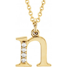14K Yellow .02 CTW Diamond Lowercase Initial n 16 Necklace - 8580360040P