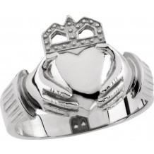 14K White 15x11 mm Claddagh Ring - 942332289P