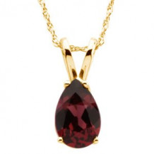 14K Yellow 8x5 mm Pear Rhodolite Garnet Solitaire 18 Necklace - 6902661122P