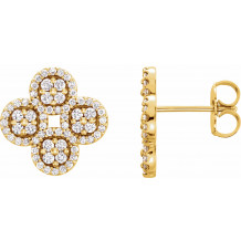 14K Yellow 1/2 CTW Diamond Clover Earrings - 86362601P