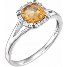 14K White Citrine & .05 CTW Diamond Ring - 65195260011P