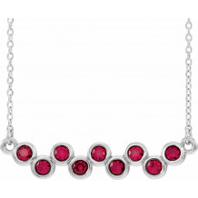 14K White Ruby Bezel-Set Bar 16-18 Necklace - 8652560030P