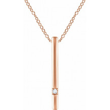 14K Rose .015 CT Diamond Bar 16-18 Necklace - 65221960002P