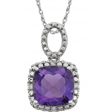 14K White Amethyst & .03 CTW Diamond 18 Necklace - 651606100P