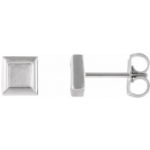 14K White Square Petite Earrings - 86659600P