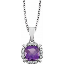 14K White Amethyst & .05 CTW Diamond 18 Necklace - 65195360002P