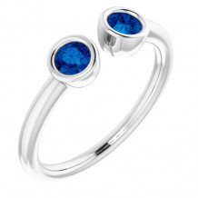 14K White Blue Sapphire Two-Stone Ring - 7189360004P