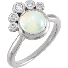 14K White Rainbow Moonstone & 1/8 CTW Diamond Ring - 72052620P