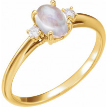 14K Yellow Rainbow Moonstone & .06 CTW Diamond Ring - 71811601P