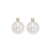 Gems One 14Kt White Gold Diamond (1/20Ctw) & Pearl (1 Ctw) Earring - PSD8.00AAA-4W