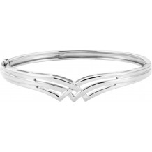 14K White Hinged Bangle Bracelet - BRC353886P